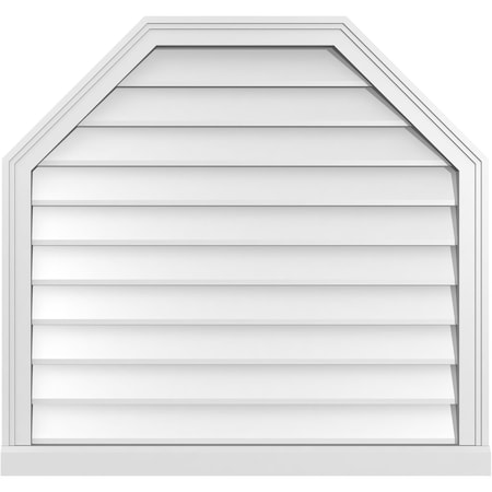 Ekena Millwork Octagonal Top Surface Mount PVC Gable Vent w/ 2"W x 2"P Brickmould Sill Frame, 34"W x 32"H GVPOT34X3203SN